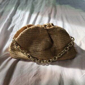 Justfab RAFFIA RUCHED CLUTCH WITH CHAIN